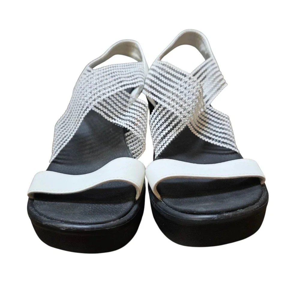 Skechers Rumble On Wedge Platform Sandals Elastic Strap Casual Comfort Shoe Sz 8
